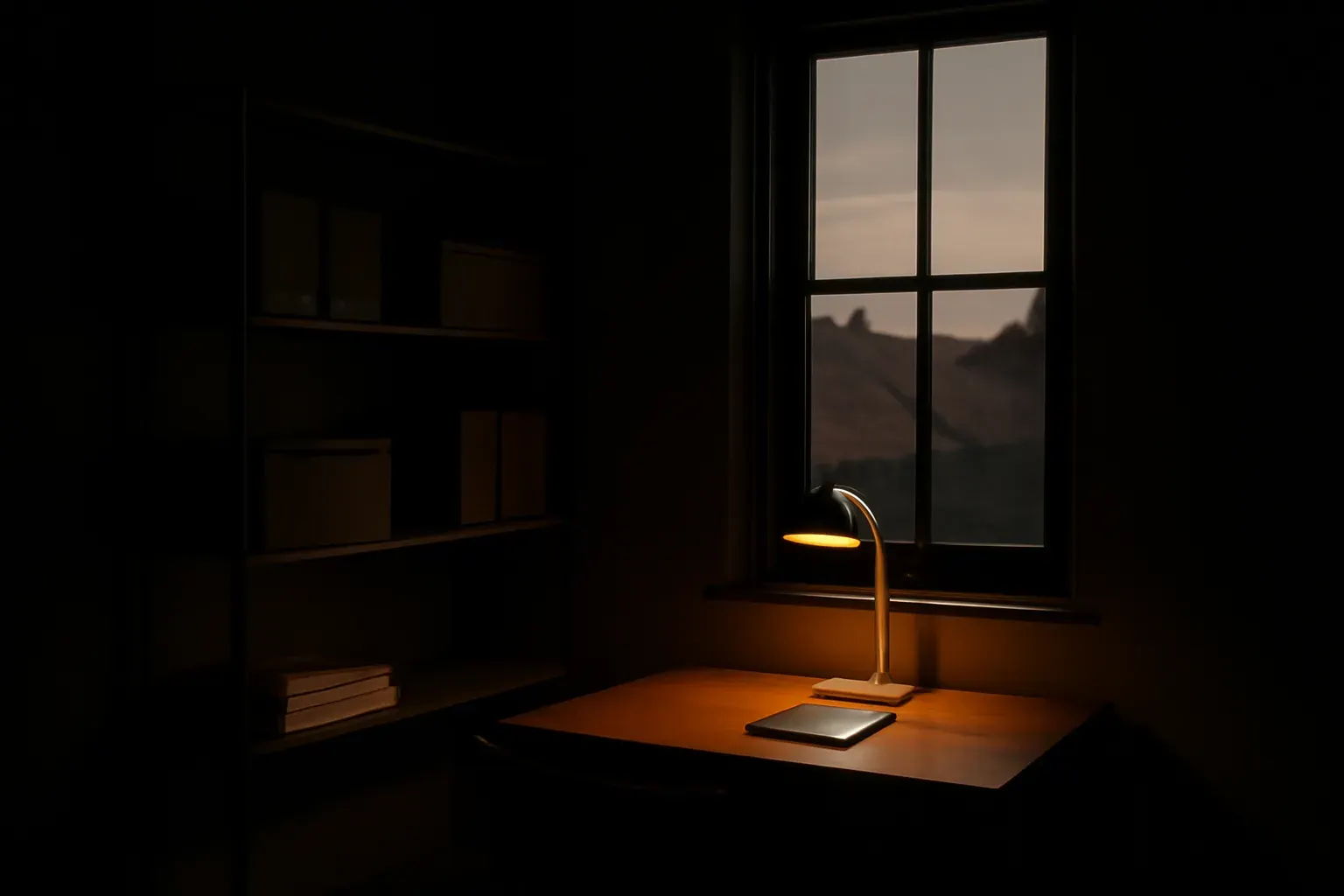 A workspace detail at theseoatelier's Saint-Orens-de-Gameville studio — desk, marked-up printouts, warm light.